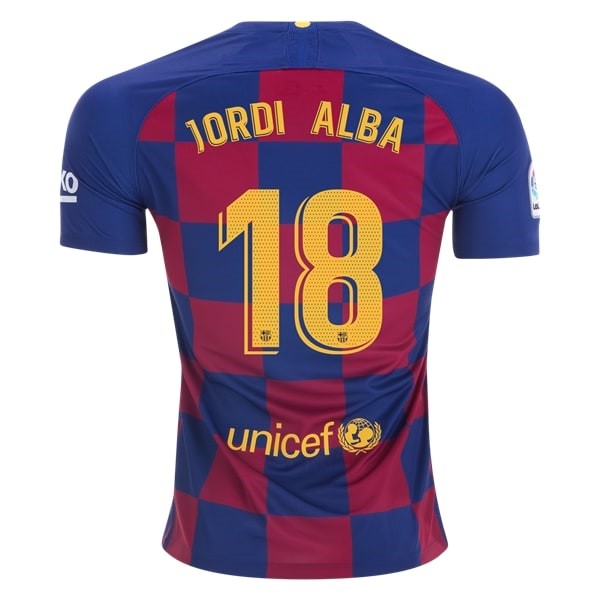 Maillot Football Barcelone NO.18 Jordi Alba Domicile 2019-20 Bleu Rouge
